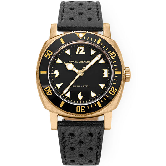 Nivada Grenchen 14123A10 Depthmaster Bronze Black Dial on Strap