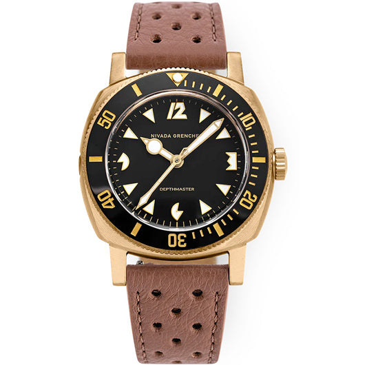 Nivada Grenchen 14123A23 Depthmaster Bronze Black Dial on Strap