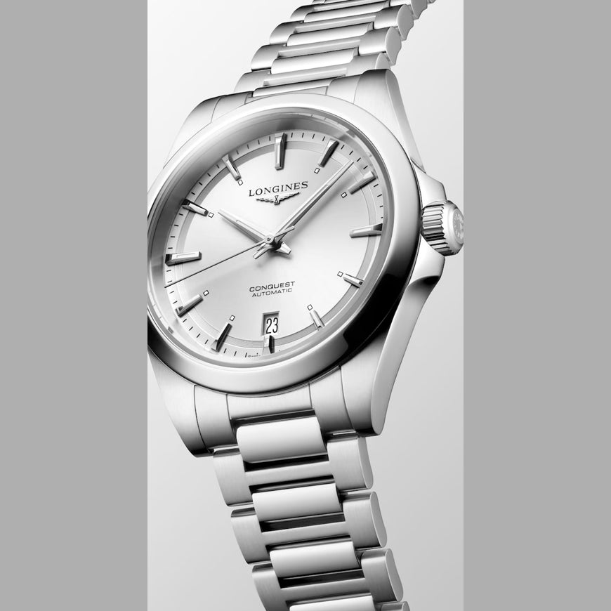 Longines L3.720.4.72.6 Conquest Silver Dial on Bracelet