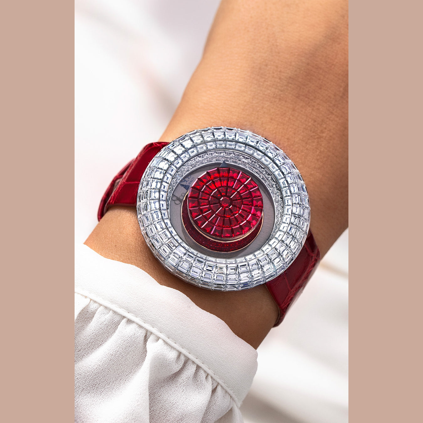 Jacob & Co. Brilliant Mystery Rubies White Gold on Strap 44mm