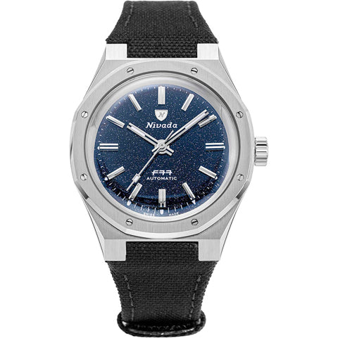 Nivada Grenchen F77 Dark Blue Aventurine Dial on Strap