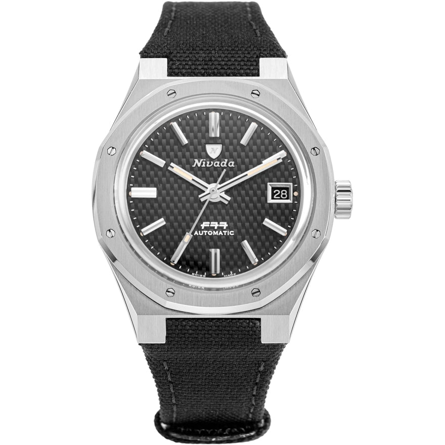 Nivada Grenchen F77 Black Dial Date on Strap