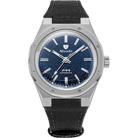 Nivada Grenchen F77 Titanium Dark Blue Aventurine on Strap