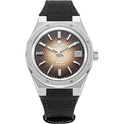 Nivada Grenchen F77 Brown Smoked Dial with Date on Strap