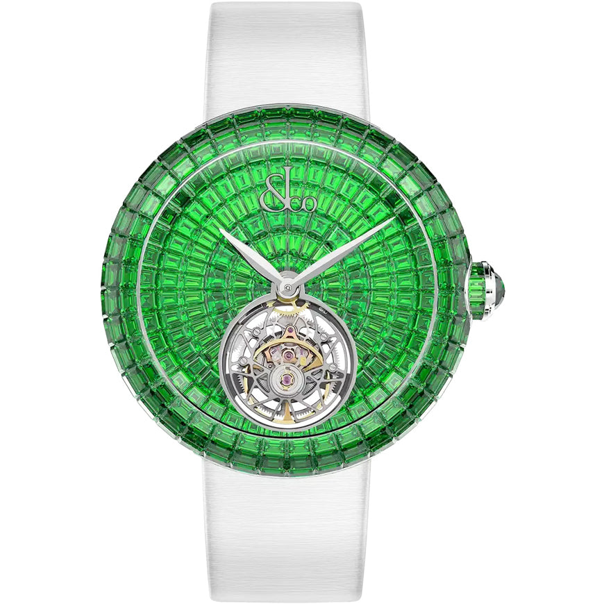 Jacob & Co. Brilliant Flying Tourbillon Tsavorites White Gold on Strap