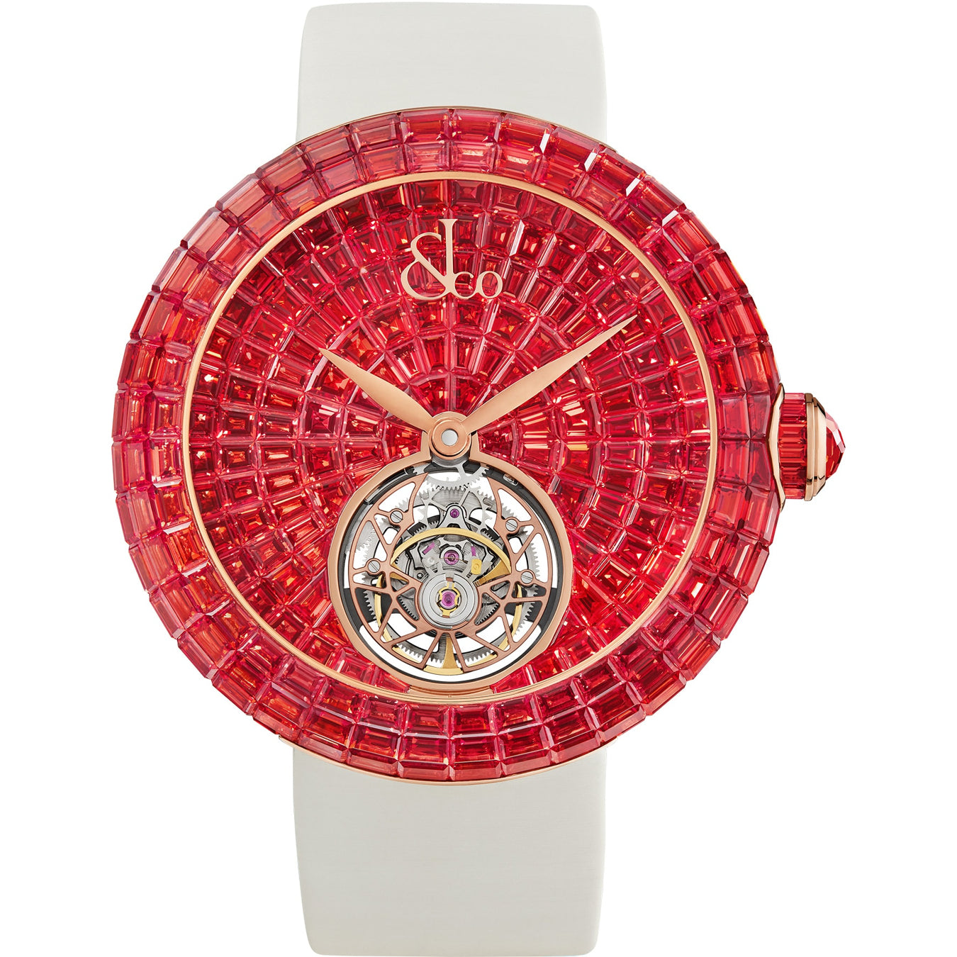 Jacob & Co. Brilliant Flying Tourbillon Orange Sapphires II Rose Gold on Strap