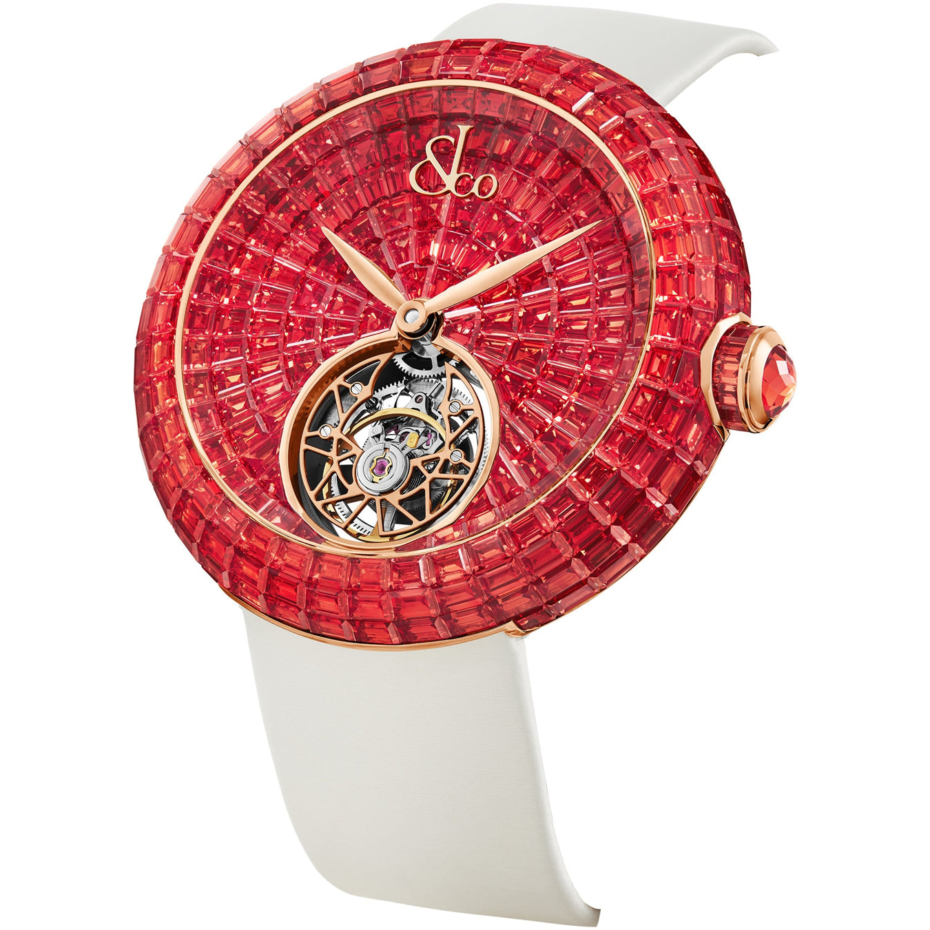 Jacob & Co. Brilliant Flying Tourbillon Orange Sapphires II Rose Gold on Strap