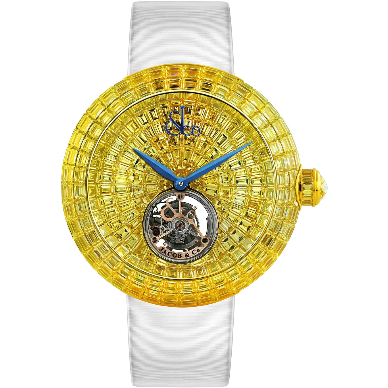 Jacob & Co. Brilliant Flying Tourbillon Yellow Sapphires Rose Gold on Strap