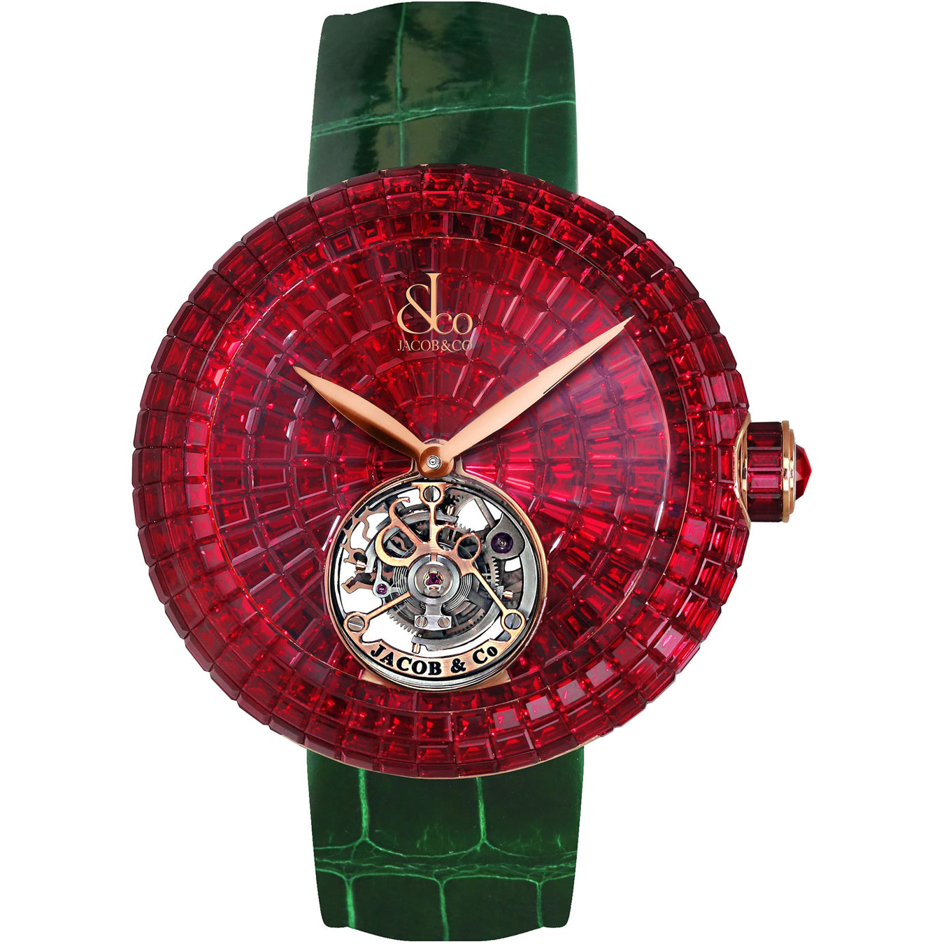 Jacob & Co. Brilliant Flying Tourbillon Rubies Rose Gold on Strap