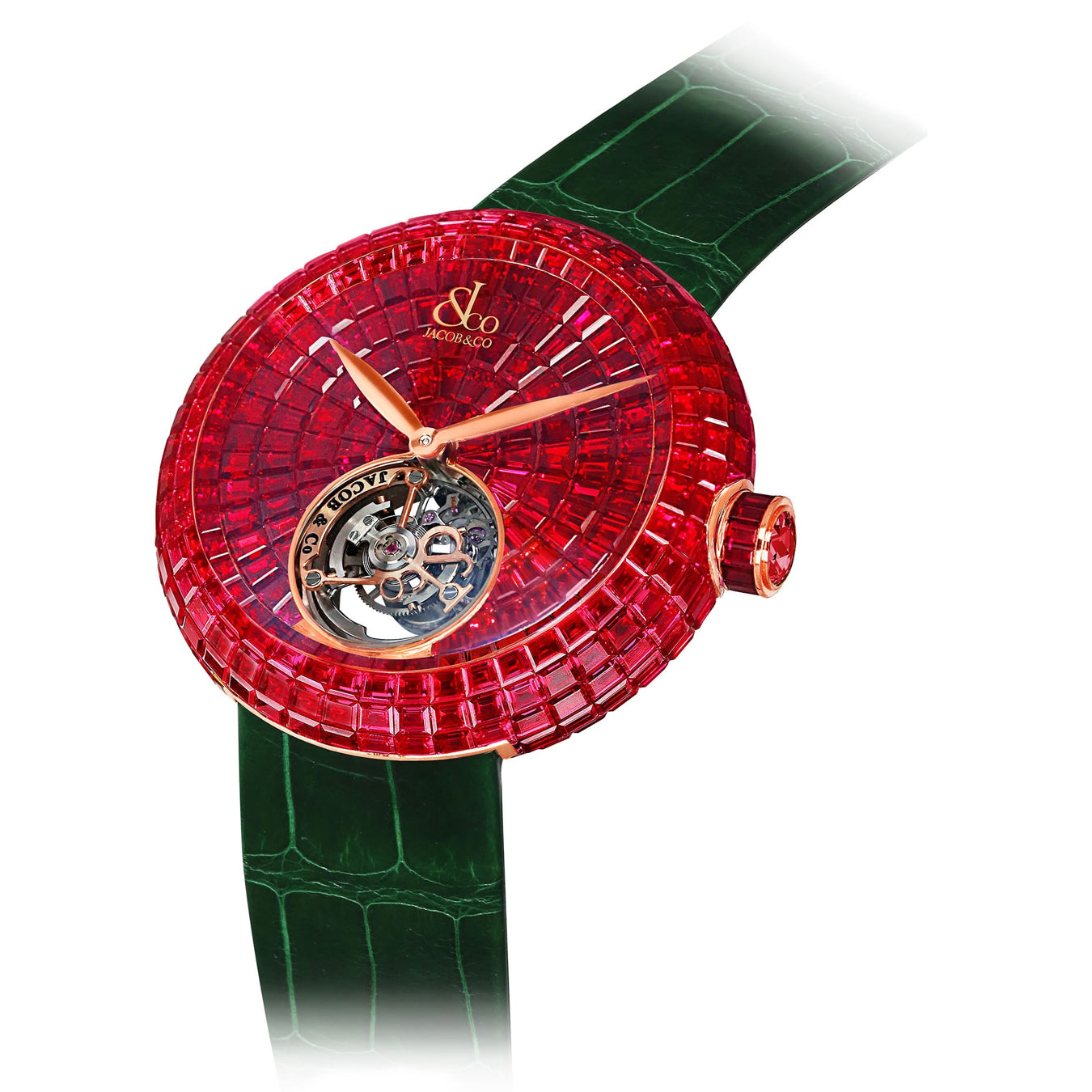 Jacob & Co. Brilliant Flying Tourbillon Rubies Rose Gold on Strap