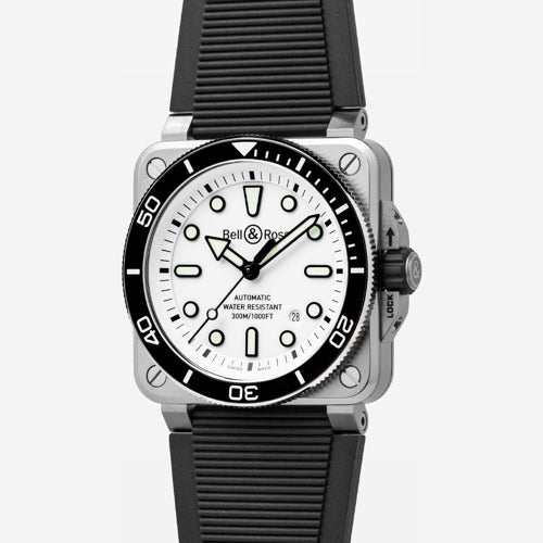 Bell & Ross BR03A-D-WH-ST/SRB Diver White Steel Rubber Strap