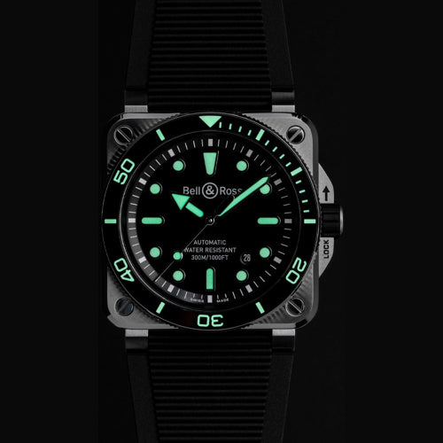 Bell & Ross BR03A-D-BL-ST/SRB Diver Black Steel Rubber Strap