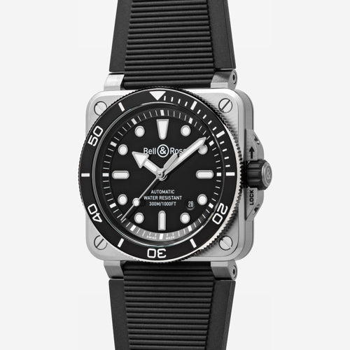 Bell & Ross BR03A-D-BL-ST/SRB Diver Black Steel Rubber Strap