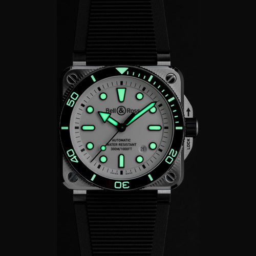 Bell & Ross BR03A-D-WH-ST/SRB Diver White Steel Rubber Strap