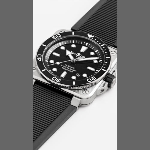 Bell & Ross BR03A-D-BL-ST/SRB Diver Black Steel Rubber Strap