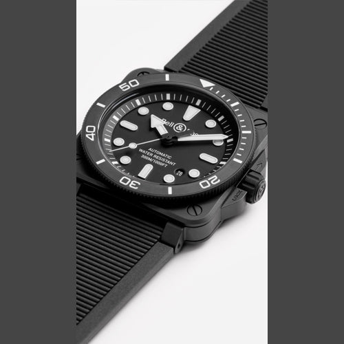 Bell & Ross BR03A-D-BL-CE/SRB Diver Black Matte Ceramic Rubber Strap