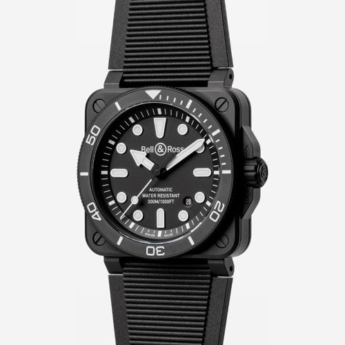 Bell & Ross BR03A-D-BL-CE/SRB Diver Black Matte Ceramic Rubber Strap