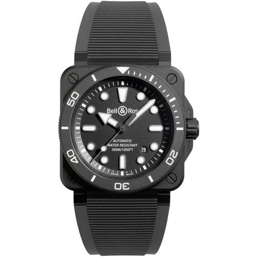 Bell & Ross BR03A-D-BL-CE/SRB Diver Black Matte Ceramic Rubber Strap