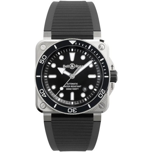 Bell & Ross BR03A-D-BL-ST/SRB Diver Black Steel Rubber Strap