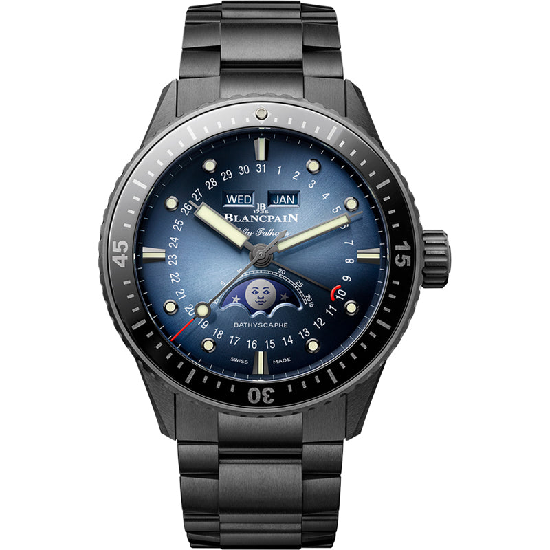 Blancpain 5054 0140 01S Bathyscaphe Quantième Complet Phases de Lune Blue Dial