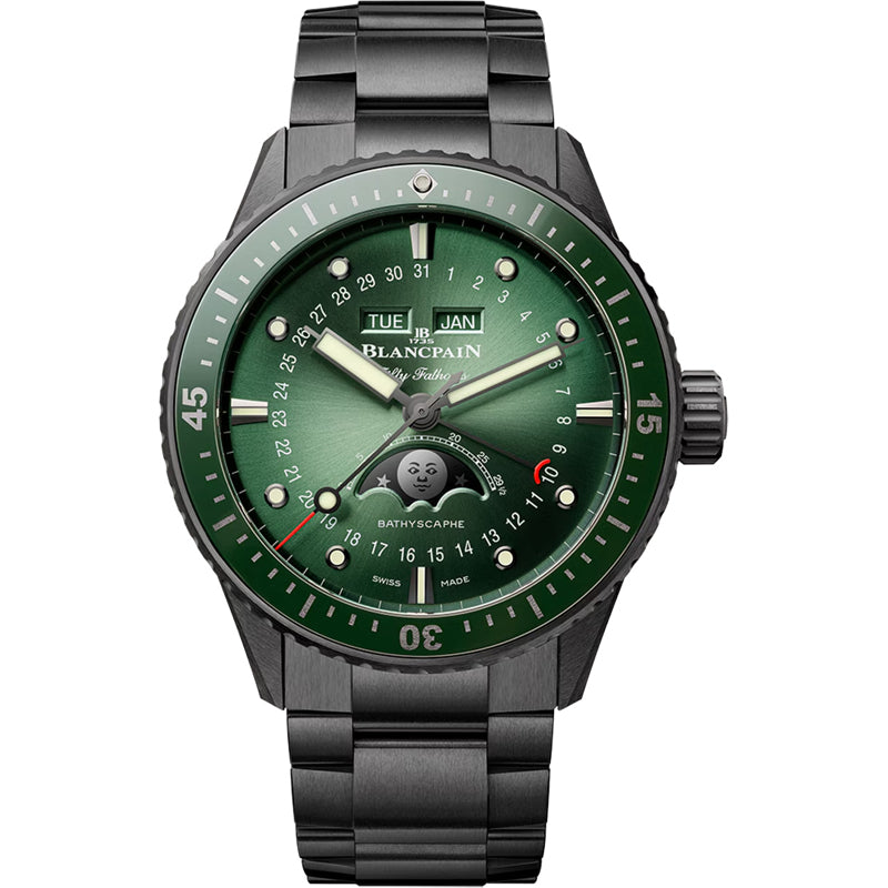 Blancpain 5054 0153 01S Bathyscaphe Quantième Complet Phases de Lune Green Dial