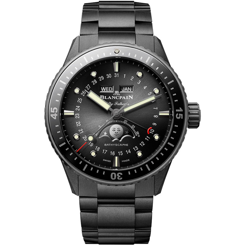 Blancpain 5054 0130 01S Bathyscaphe Quantième Complet Phases de Lune Black Dial