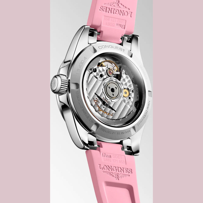 Longines L3.430.4.99.9 Conquest Sunray Pink Dial on Strap