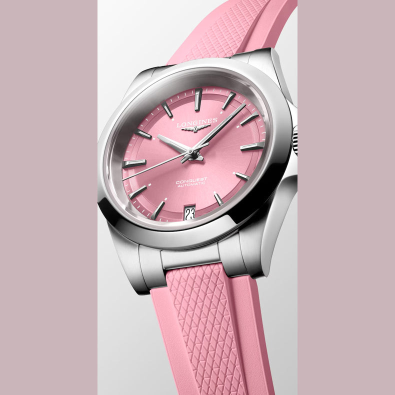 Longines L3.430.4.99.9 Conquest Sunray Pink Dial on Strap