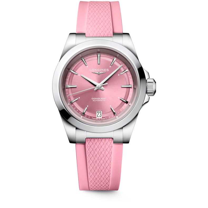 Longines L3.430.4.99.9 Conquest Sunray Pink Dial on Strap