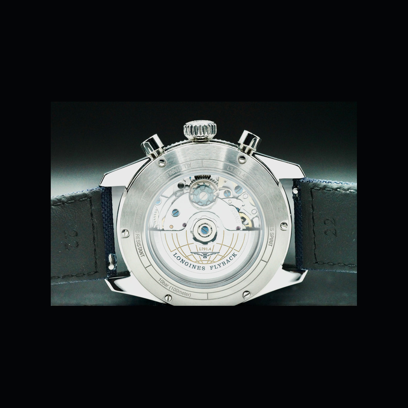 Longines L3.821.4.93.2 Spirit Flyback Blue Dial on Strap