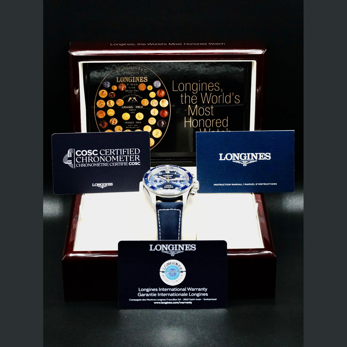 Longines L3.821.4.93.2 Spirit Flyback Blue Dial on Strap