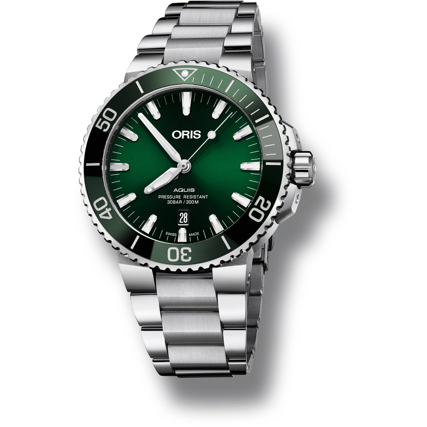 Oris Aquis Date Green Dial on Bracelet
