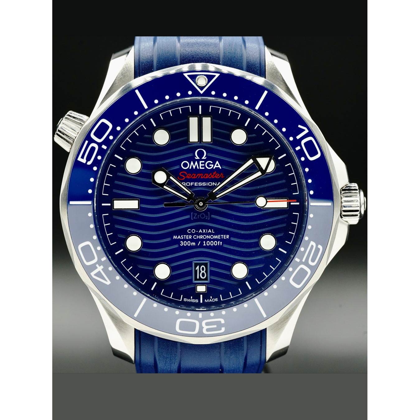 Omega 210.32.42.20.03.001 Seamaster Diver 300M Co-Axial Master Chronometer on Rubber Strap