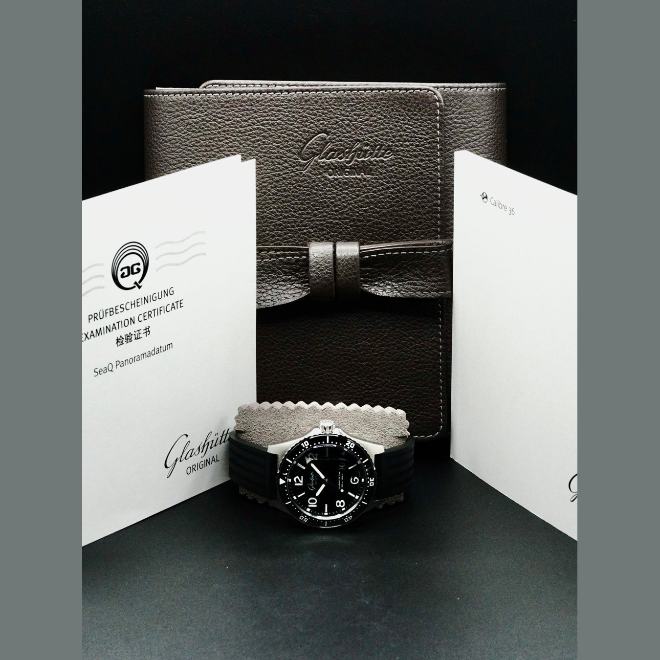 Glashütte Original 1-36-13-01-80-33  SeaQ Panorama Date Black Dial on Strap