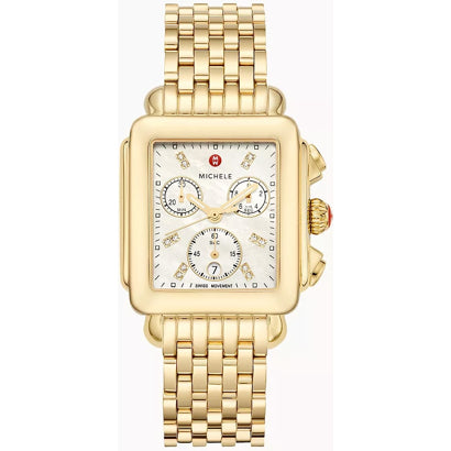 Michele Deco 18k Gold Diamond Dial Watch MWW06A000780