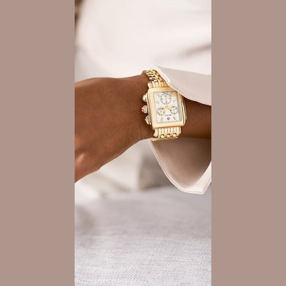 Michele Deco 18k Gold Diamond Dial Watch MWW06A000780
