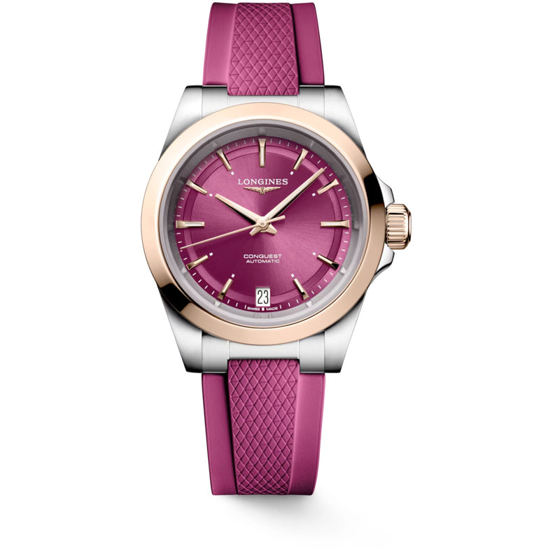 Longines L3.430.5.98.9 Conquest Sunray Purple Dial on Strap
