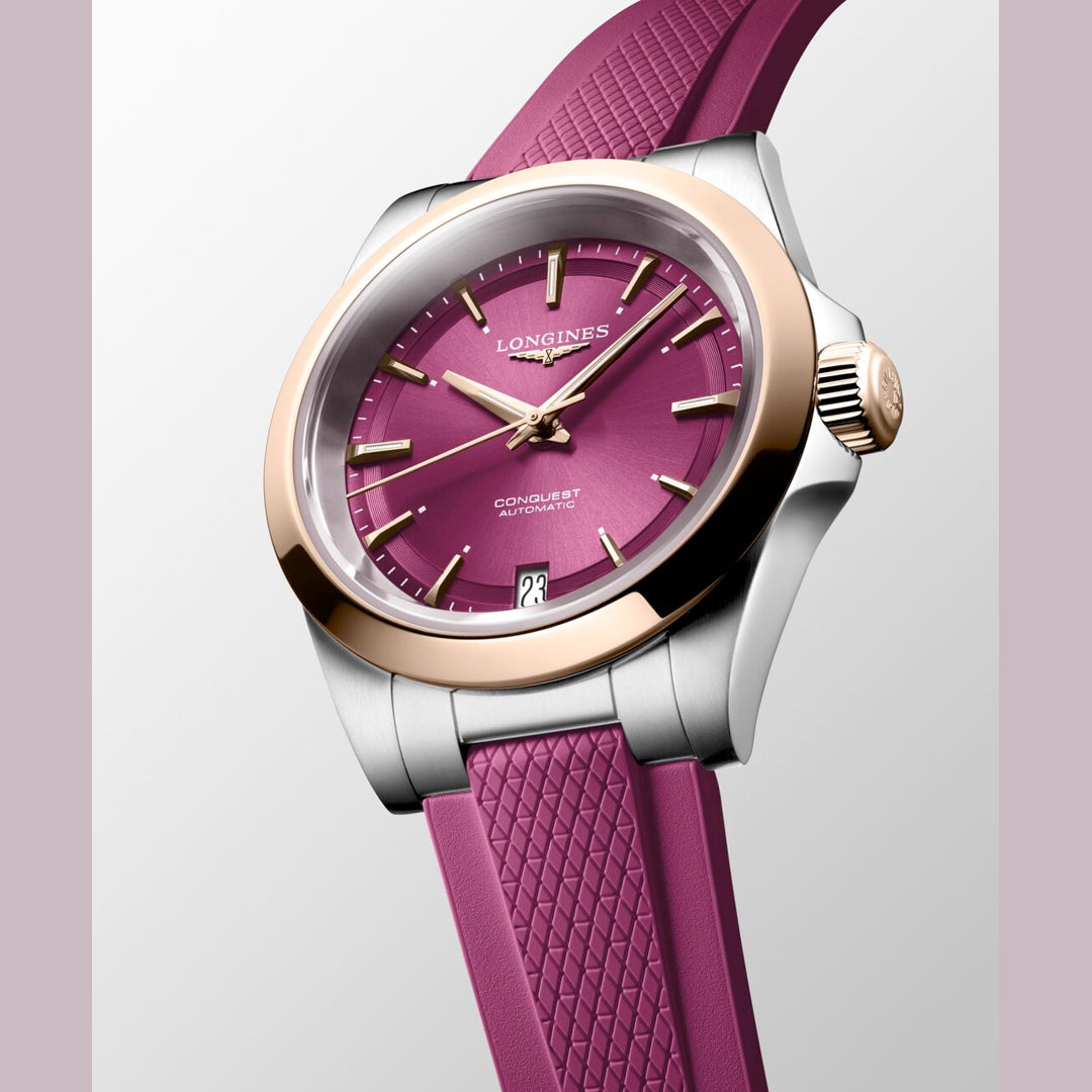 Longines L3.430.5.98.9 Conquest Sunray Purple Dial on Strap