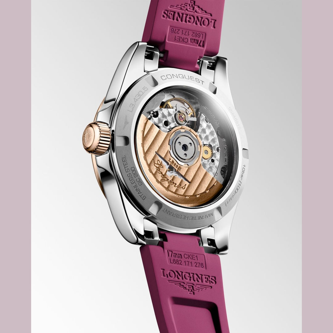 Longines L3.430.5.98.9 Conquest Sunray Purple Dial on Strap