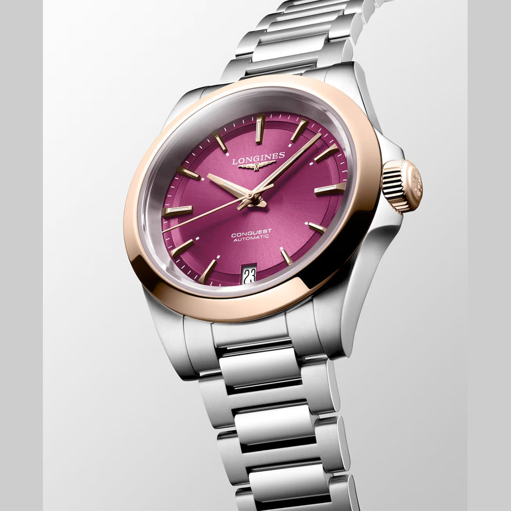 Longines L3.430.5.98.6 Conquest Sunray Purple Dial on Bracelet