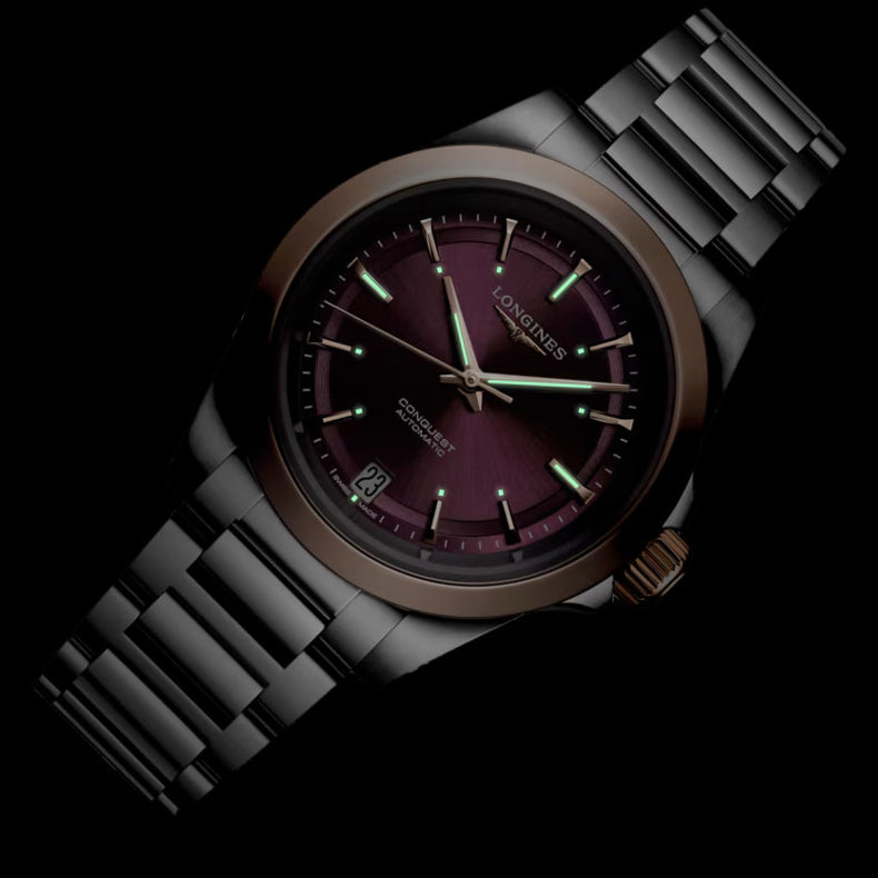 Longines L3.430.5.98.6 Conquest Sunray Purple Dial on Bracelet