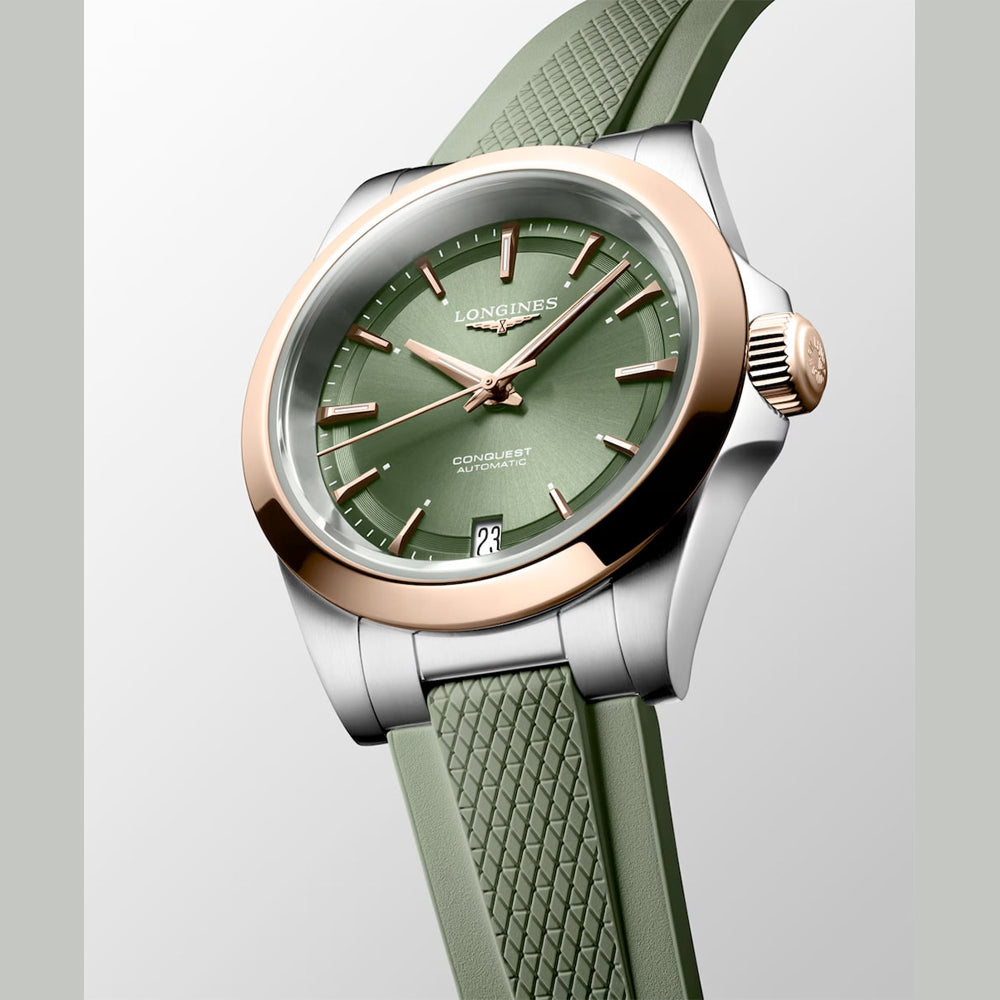 Longines L3.430.5.02.9 Conquest Sunray Green Dial on Strap