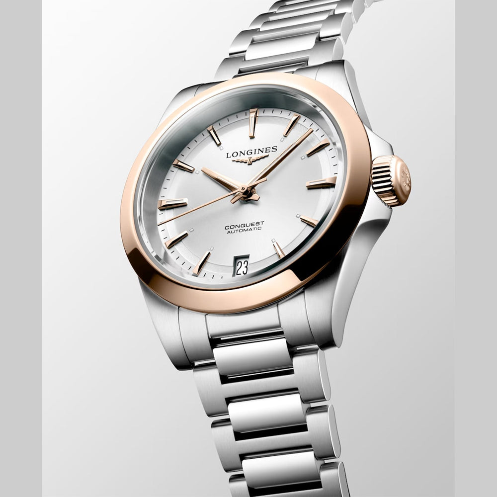 Longines L3.430.5.72.6 Conquest Sunray Silver Dial on Bracelet