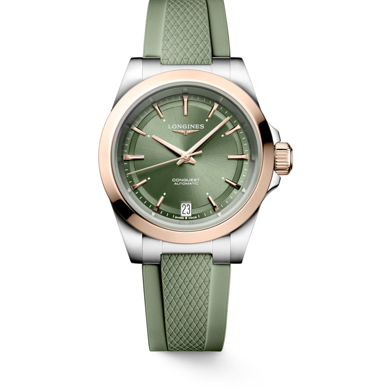 Longines L3.430.5.02.9 Conquest Sunray Green Dial on Strap
