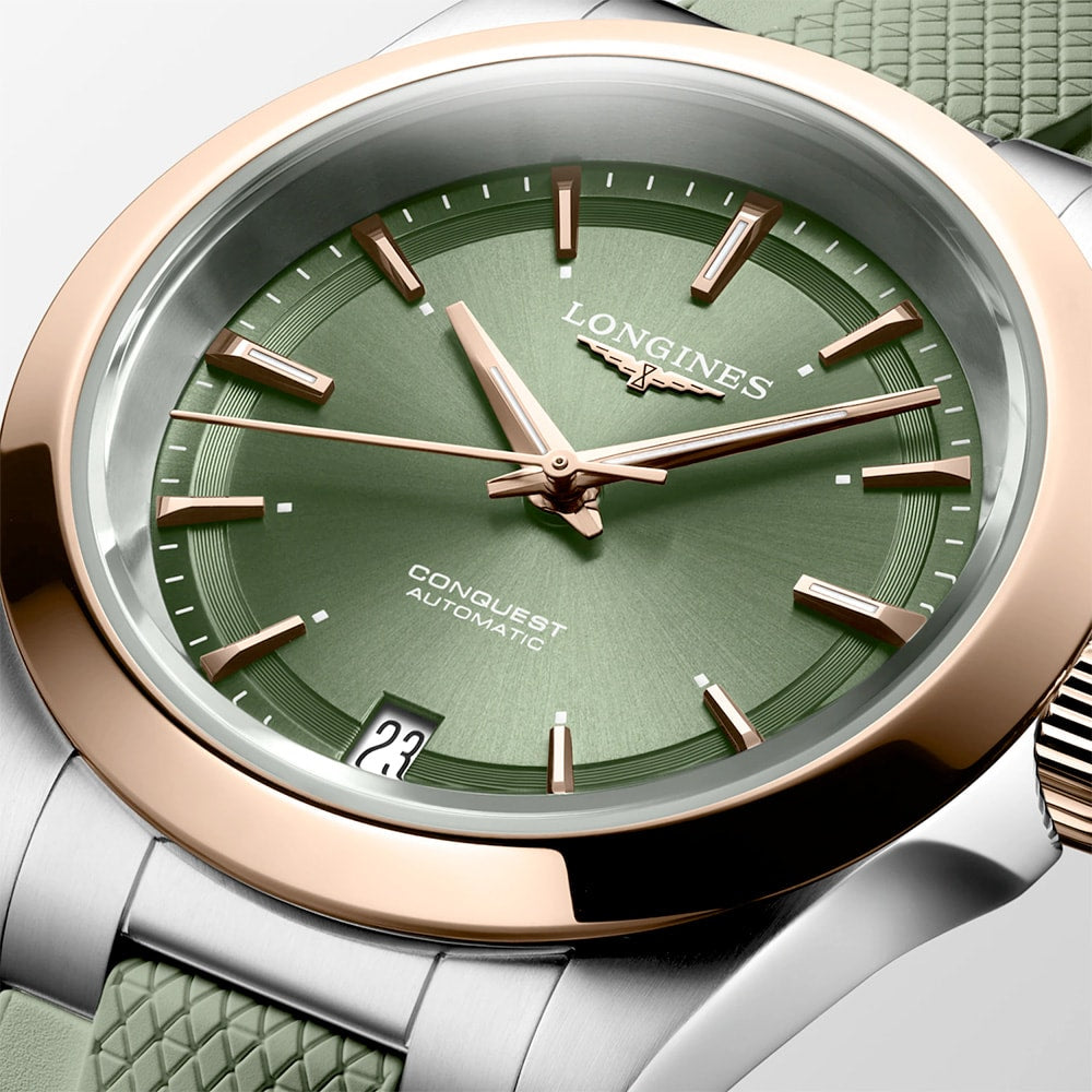 Longines L3.430.5.02.9 Conquest Sunray Green Dial on Strap