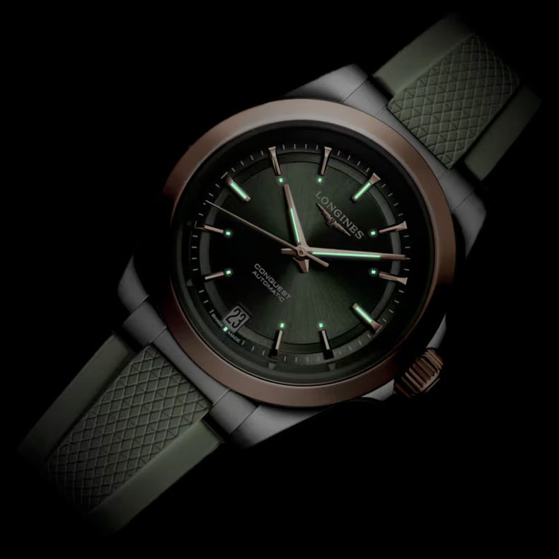 Longines L3.430.5.02.9 Conquest Sunray Green Dial on Strap