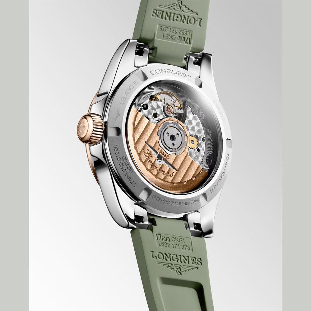 Longines L3.430.5.02.9 Conquest Sunray Green Dial on Strap