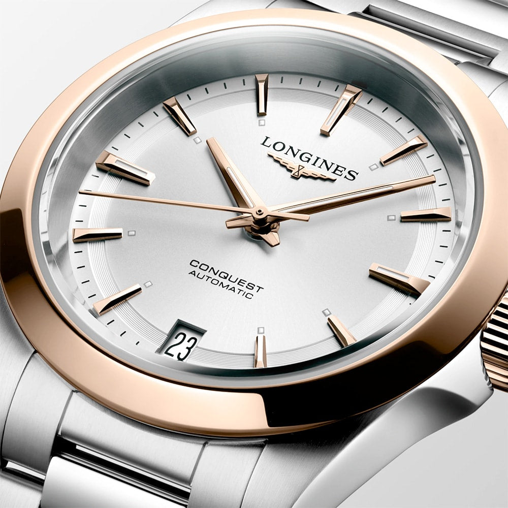 Longines L3.430.5.72.6 Conquest Sunray Silver Dial on Bracelet