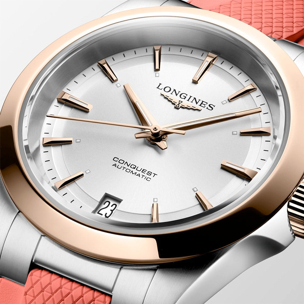 Longines L3.430.5.72.9 Conquest Sunray Silver Dial on Strap