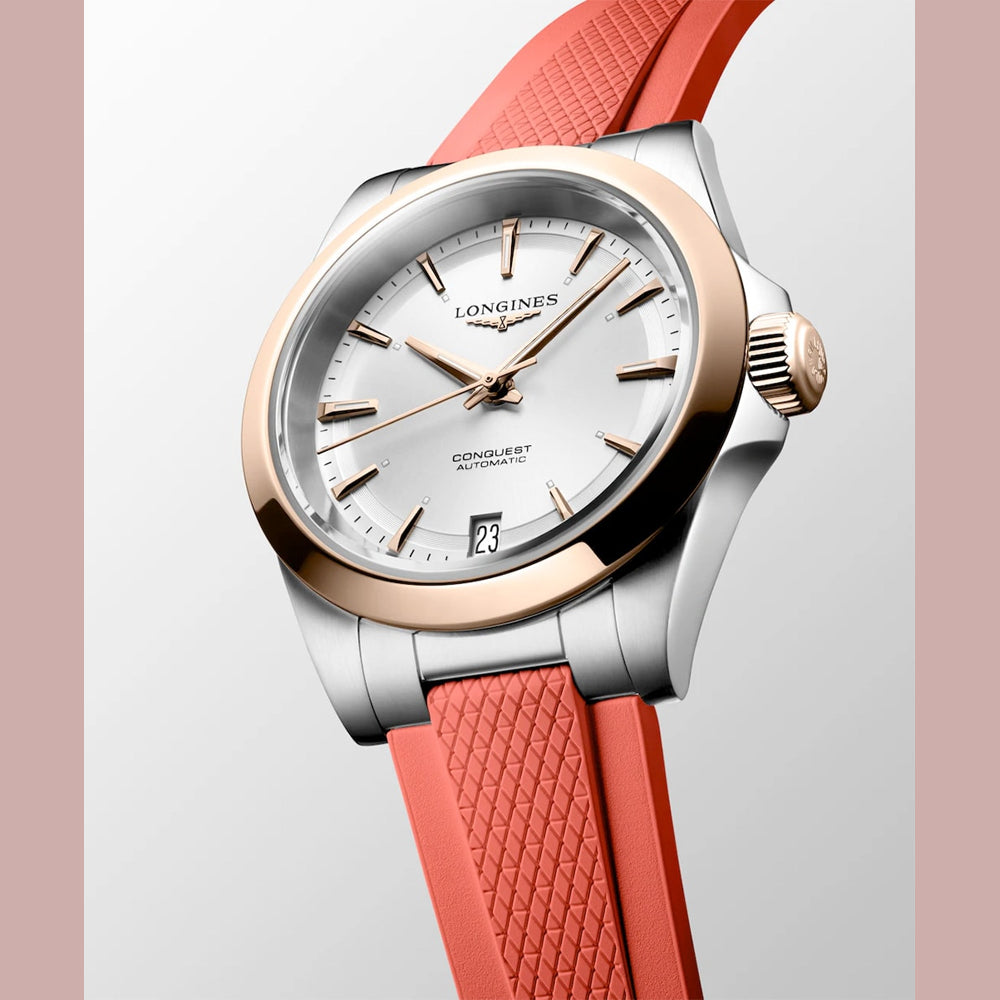 Longines L3.430.5.72.9 Conquest Sunray Silver Dial on Strap